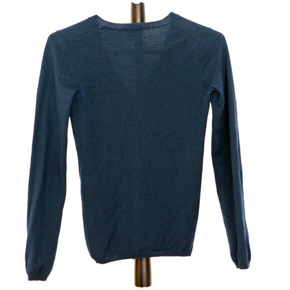 Theory Wool Dark Blue/Green Lightweight V-Neck Pullover Sweater Sz XS‎ - Picture 6 of 11